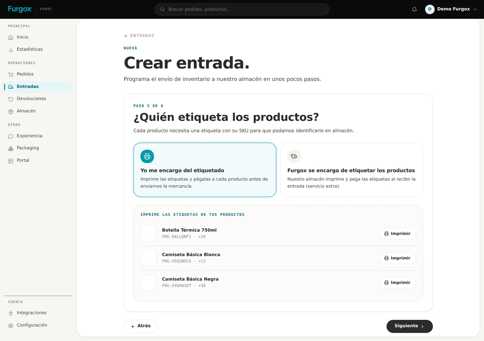 Paso 5: elegir quién imprime y pega las etiquetas