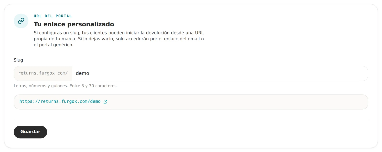 Configuración del enlace personalizado del portal